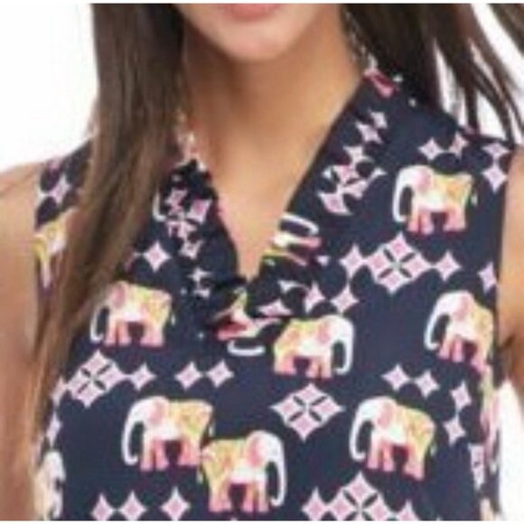 Crown & Ivy Dress 12P 12 P Pink Blue Green Elephants Stretch Sleeveless - Picture 5 of 12